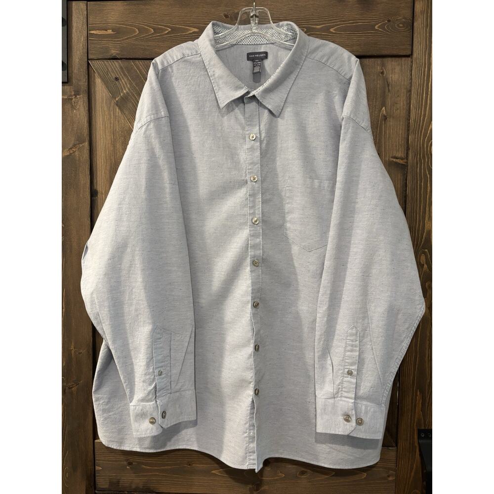 Van Heusen Men’s 4XL Button Down Shirt Light Blue Long Sleeve Big Tall 30.5 P2P